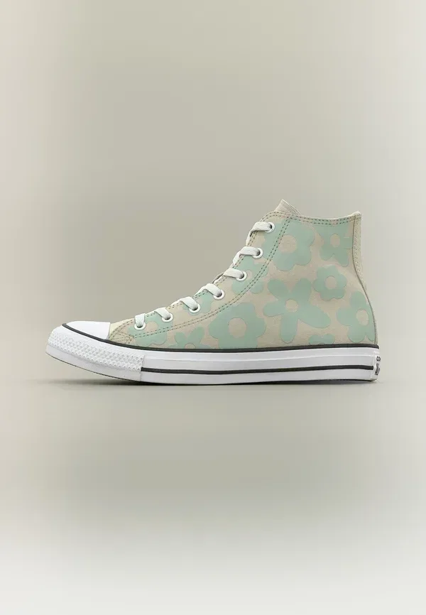 Кроссовки высокие Converse Chuck Taylor All Star Bubble Flowers, цвет серо-зеленый/тимьян/белый