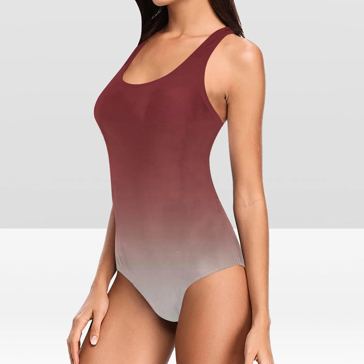 Женский цельный купальник с эффектом утяжки Gradient One Piece, Wine — фото 3