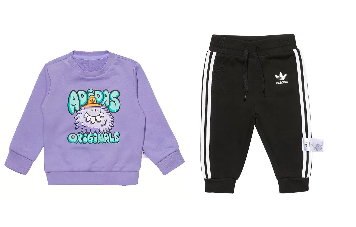 Детский спортивный комплект в ретро-стиле Adidas Originals, Цвет Purple+Black