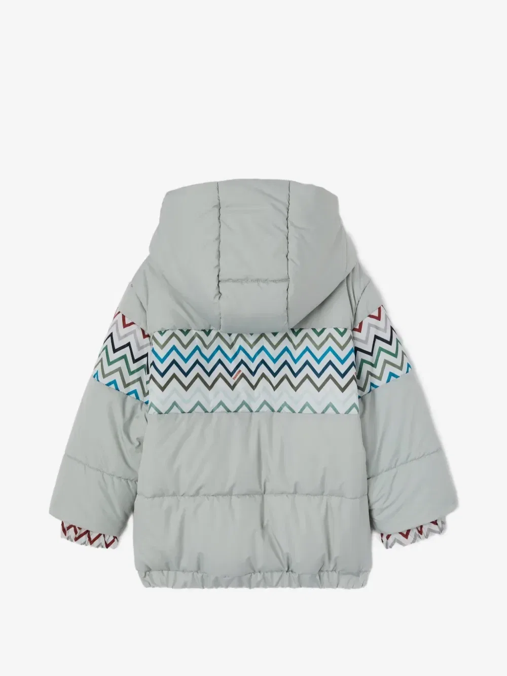 Пальто с капюшоном и принтом в виде зигзага Missoni Kids, серый — фото 2