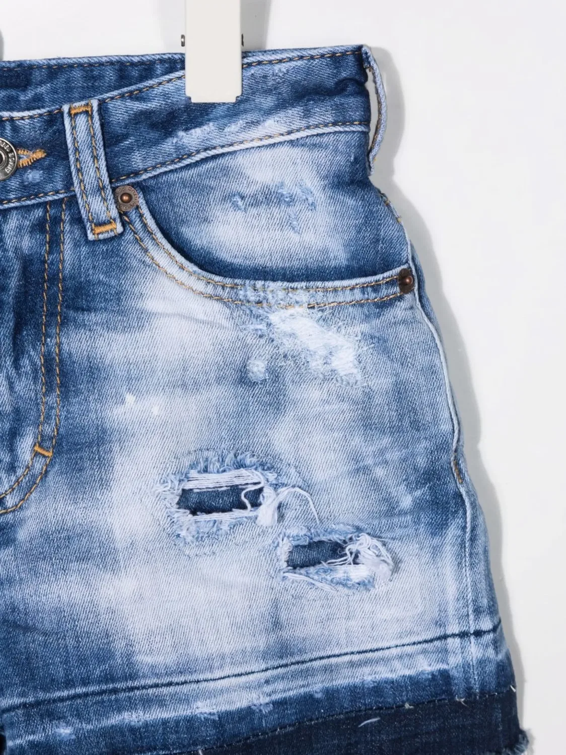 Джинсовые шорты с эффектом потертости Dsquared2 Kids, синий — фото 3