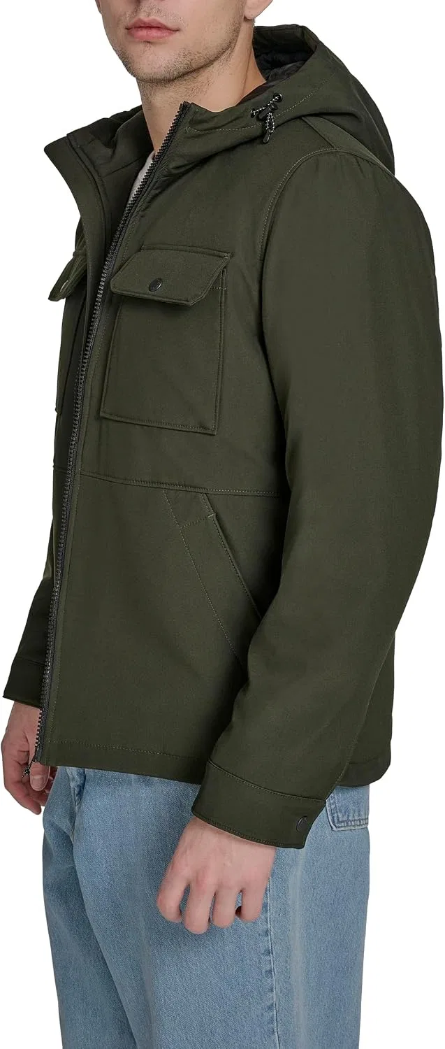 Мужская куртка-софтшелл с капюшоном, модель Ripstop Softshell, Levi's, Olive Waffle — фото 3