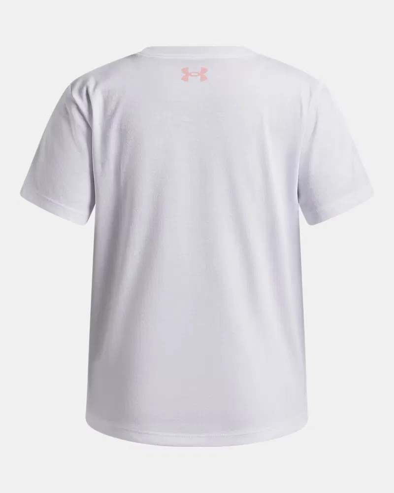 Футболка для девочек быстросохнущая из хлопковой смеси UA Forever UnderArmour, White/Posh Pink — фото 2