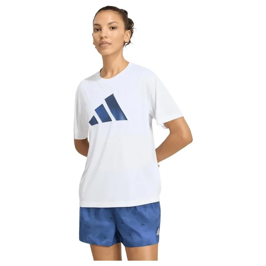 Футболка спортивная с коротким рукавом adidas Run Ess Bl T W, Белый — фото 3