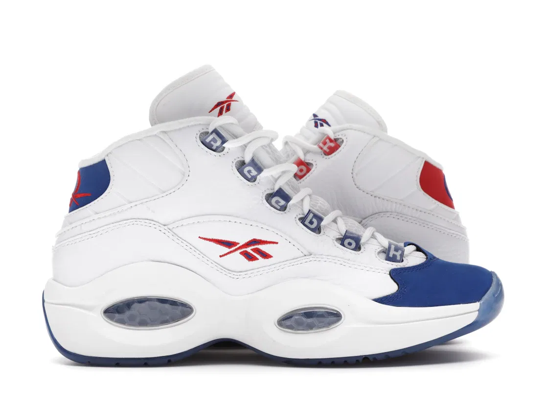 Детские кроссовки с высоким верхом Reebok Question Mid Double Cross (GS), White/Collegiate Royal-Primal Red