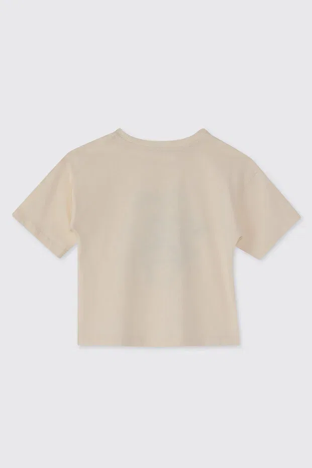 Детская футболка для девочек с принтом Ecru T-Shirt Panço, Ecru — фото 2
