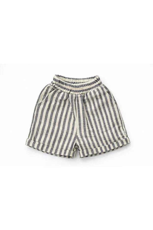 Детские шорты для мальчиков хлопковые с моделью Boys' & children's 100% cotton bohemian linen double-pocket shorts Akif Giyim, Blue