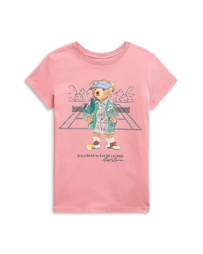 

Детская хлопковая футболка с Polo Bear - для девочек старшего возраста Ralph Lauren, розовый