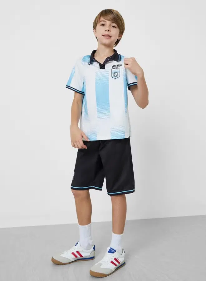 Комплект футболка-поло и шорты с принтом Argentina Jersey Fifa Football Styli, синий — фото 2