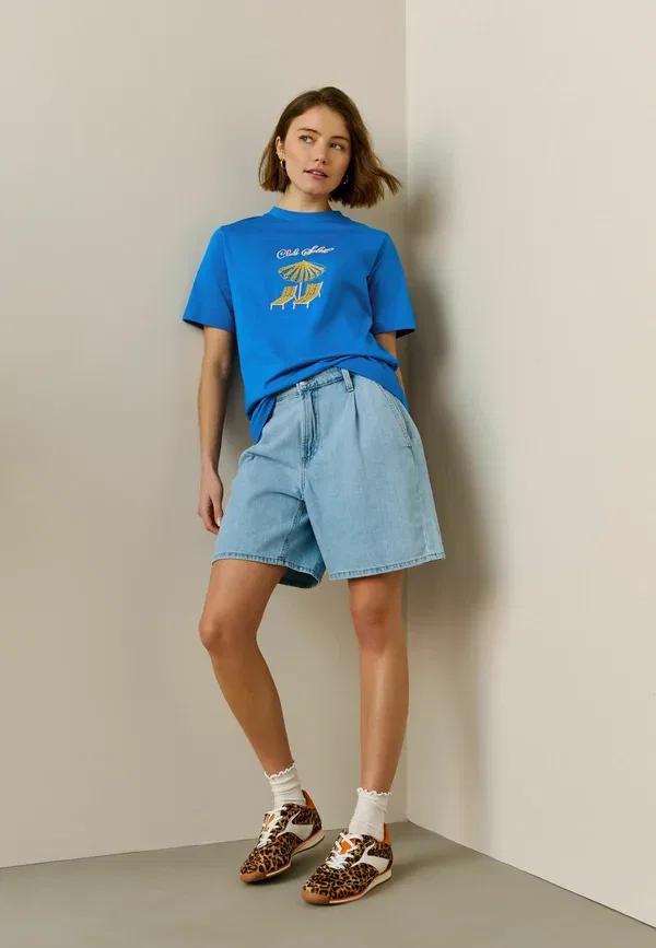 Футболка хлопковая Petite fit - heavyweight basic t-3 pack - Next blue orange white graphic, белый/синий/оранжевый