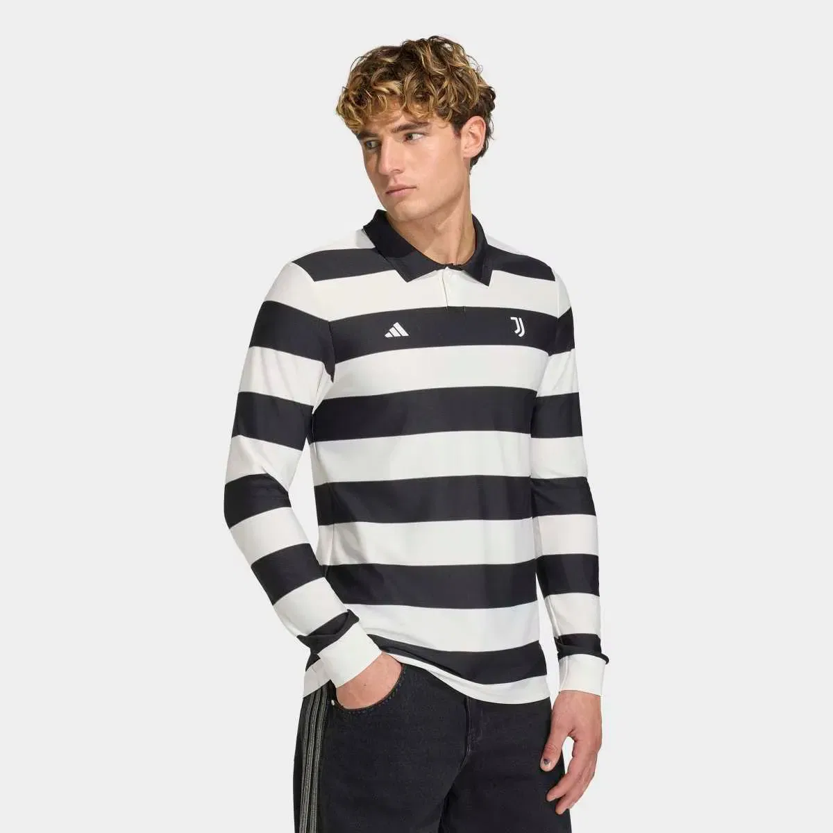 Мужская футболка с длинным рукавом Juventus FC 2025-2026 Sgura Authentic adidas, Negro / Blanco