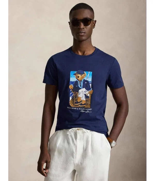 Мужская футболка Custom Slim Fit Polo Ralph Lauren, Blu Marino
