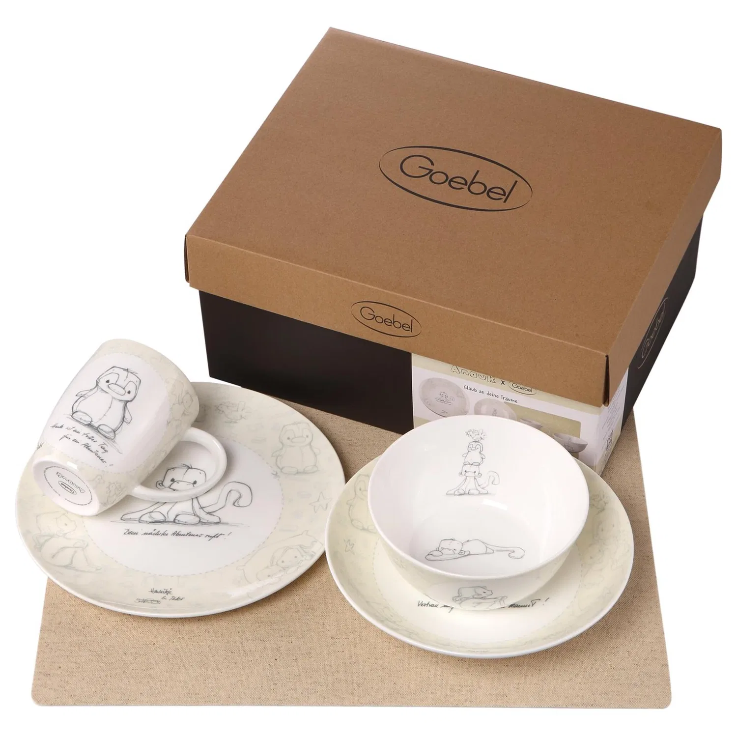 Детский набор посуды 5 предметов Fine Bone China Goebel Anouk Glaub an deine Träume, Bunt