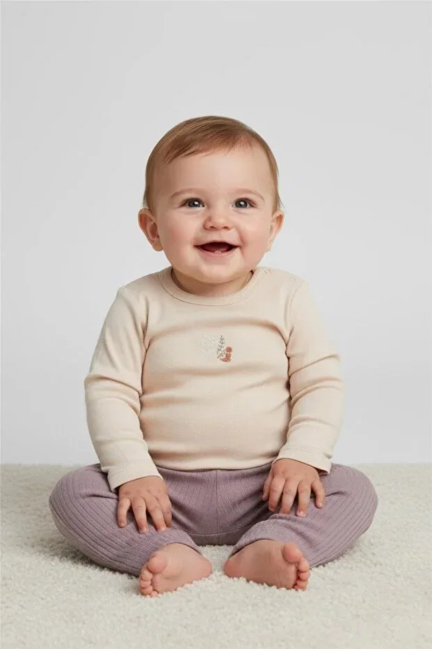 Детские леггинсы для девочек хлопковые комплект 2 шт Interlock tights 2-pack (cute bunny) Bebetto, Purple — фото 4
