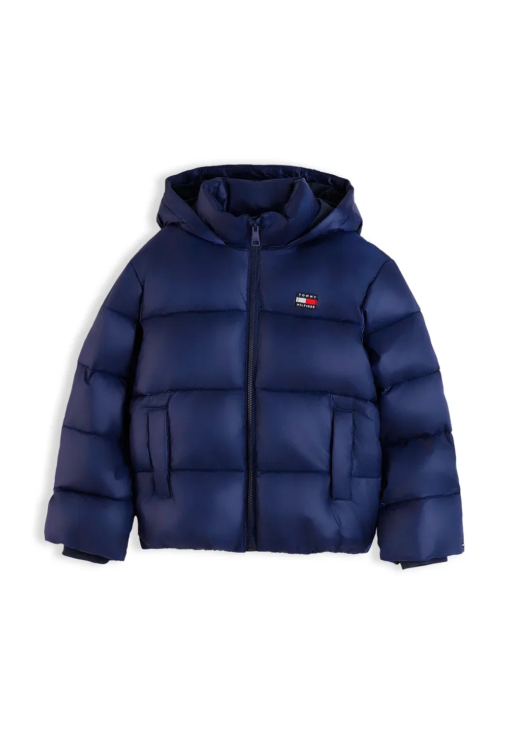 Блестящая пуховая куртка с капюшоном, унисекс - зимняя куртка Tommy Hilfiger, Dark Blue — фото 4