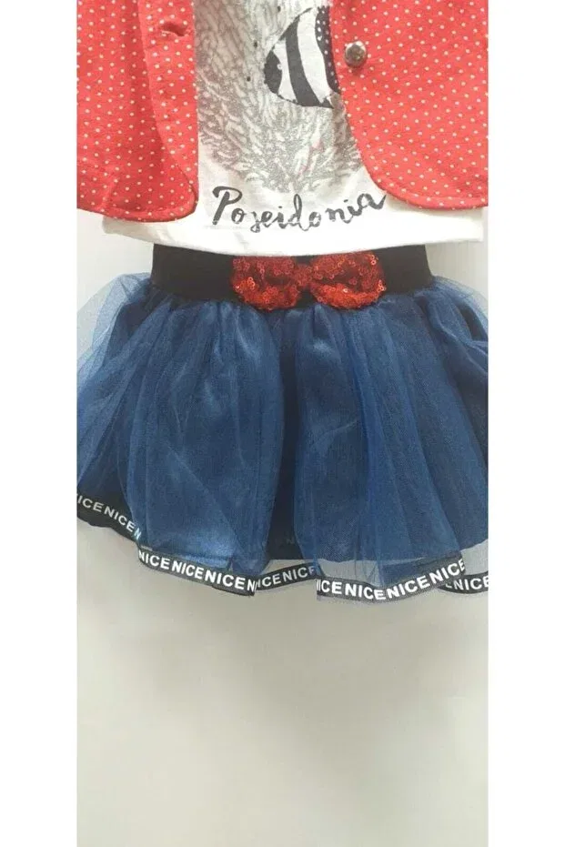 Детский комплект для новорожденных хлопковый 3 Baby Set With Jacket And Tutu Skirt Cumino, Red Navy Blue — фото 2