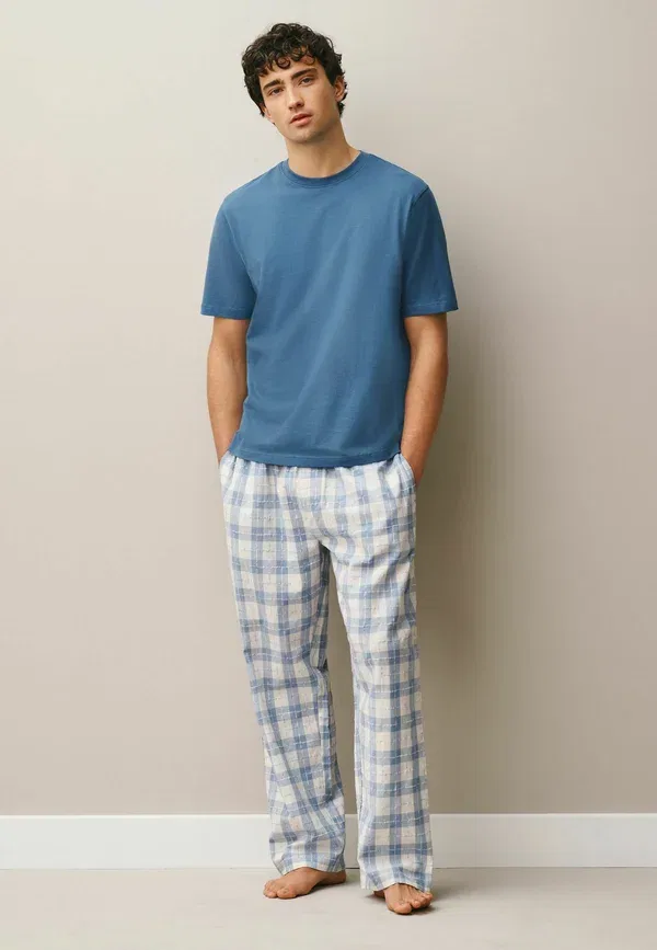 Пижамный комплект, хлопок, Reguler fit - eid check short sleeve set, Next, синий