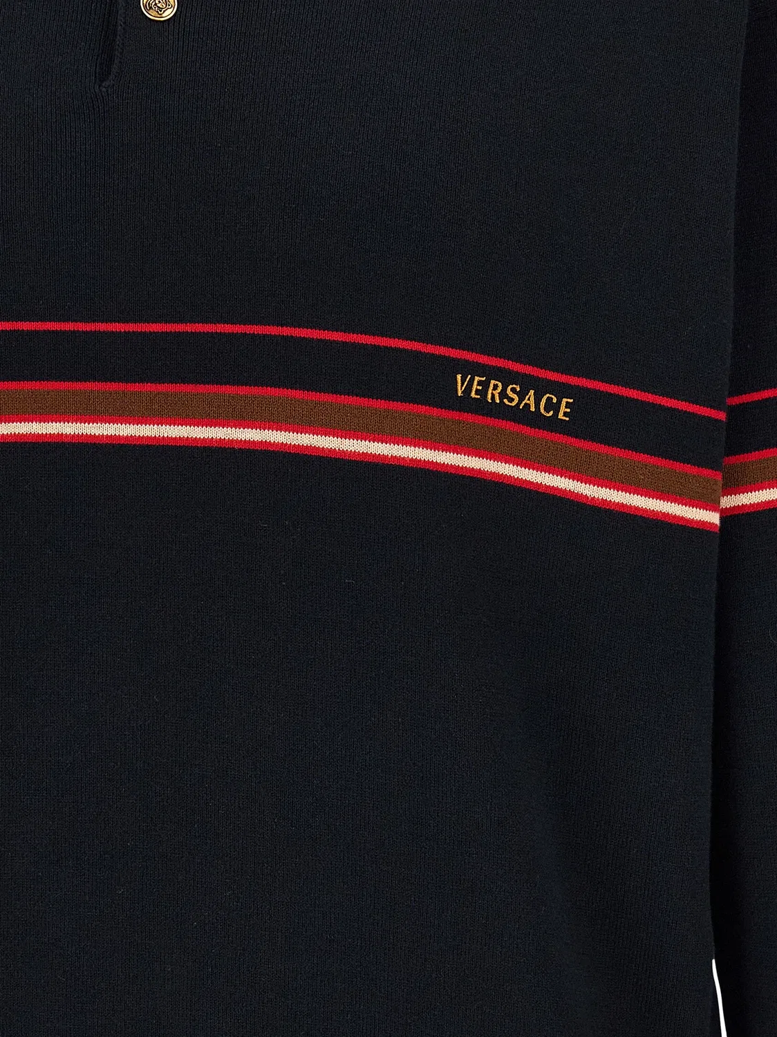 Рубашка поло в полоску с инкрустацией VERSACE, синий — фото 4