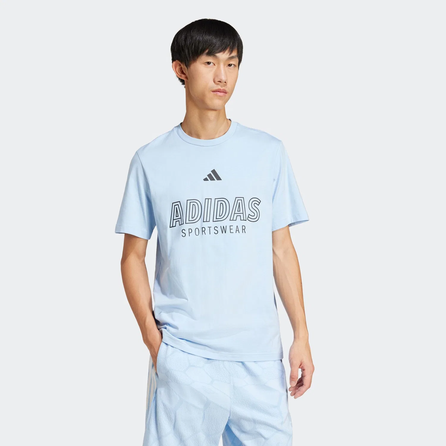 Детская футболка с принтом Adidas Sportswear, Glow Blue — фото 3