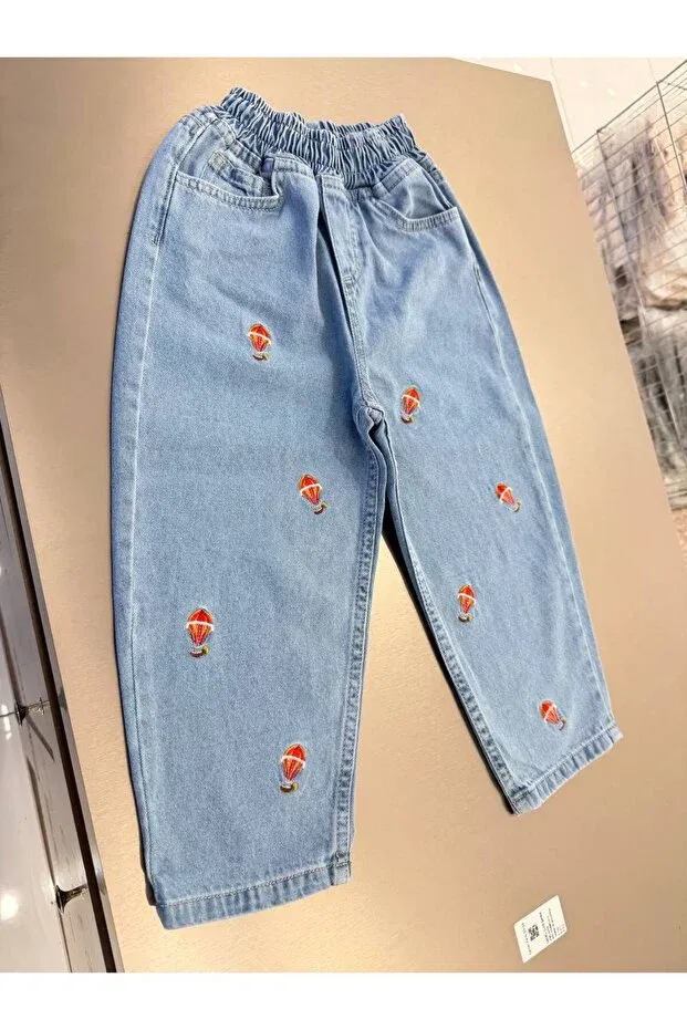 Детские джинсовые брюки для девочек с вышивкой Laciel paris kids denim trousers Generic Brands, Blue — фото 3