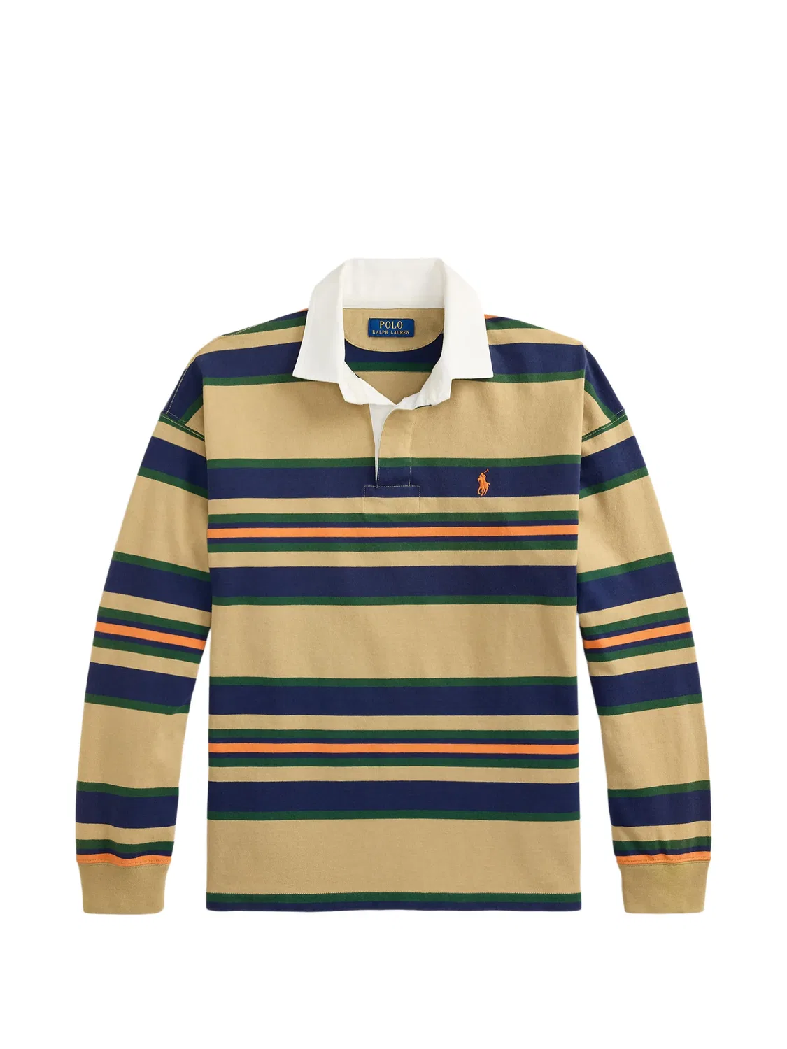 Хлопковый джемпер-поло в полоску Polo Ralph Lauren, нейтральные