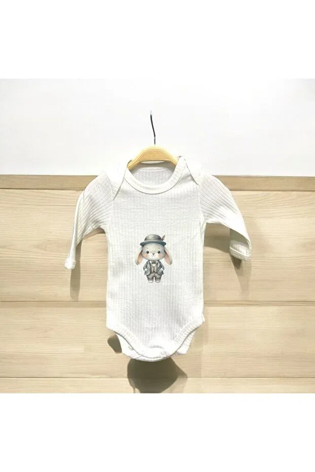 Детское боди для новорожденных с длинным рукавом Printed baby bady long sleeve Miniloppoo, Ecru-White