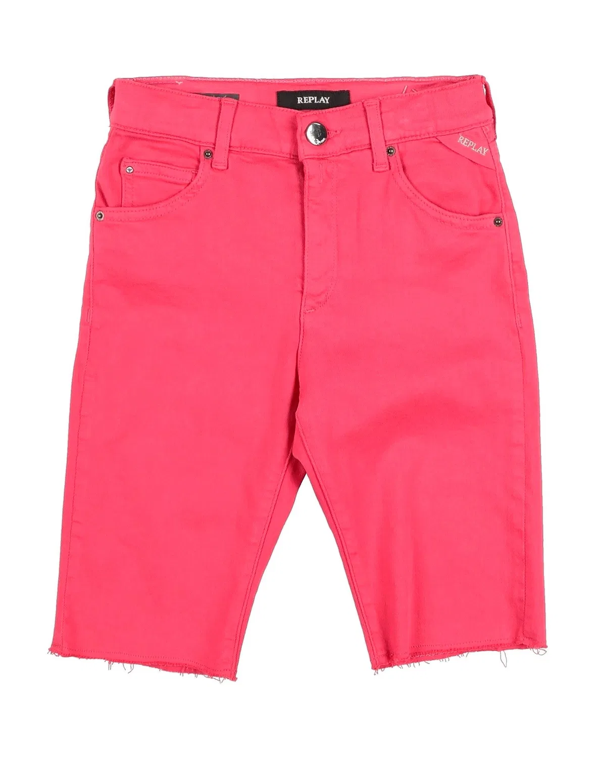 Детские джинсовые шорты для девочек с вышитым логотипом Replay, фуксия