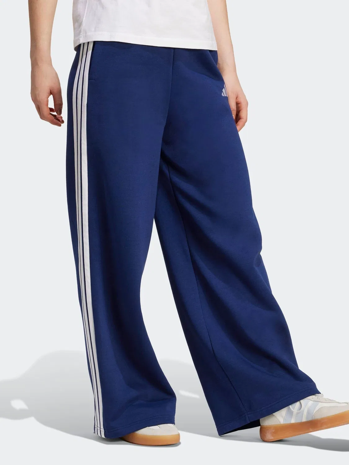 Штаны флисовые с широкими штанинами, Adidas, синие — фото 2