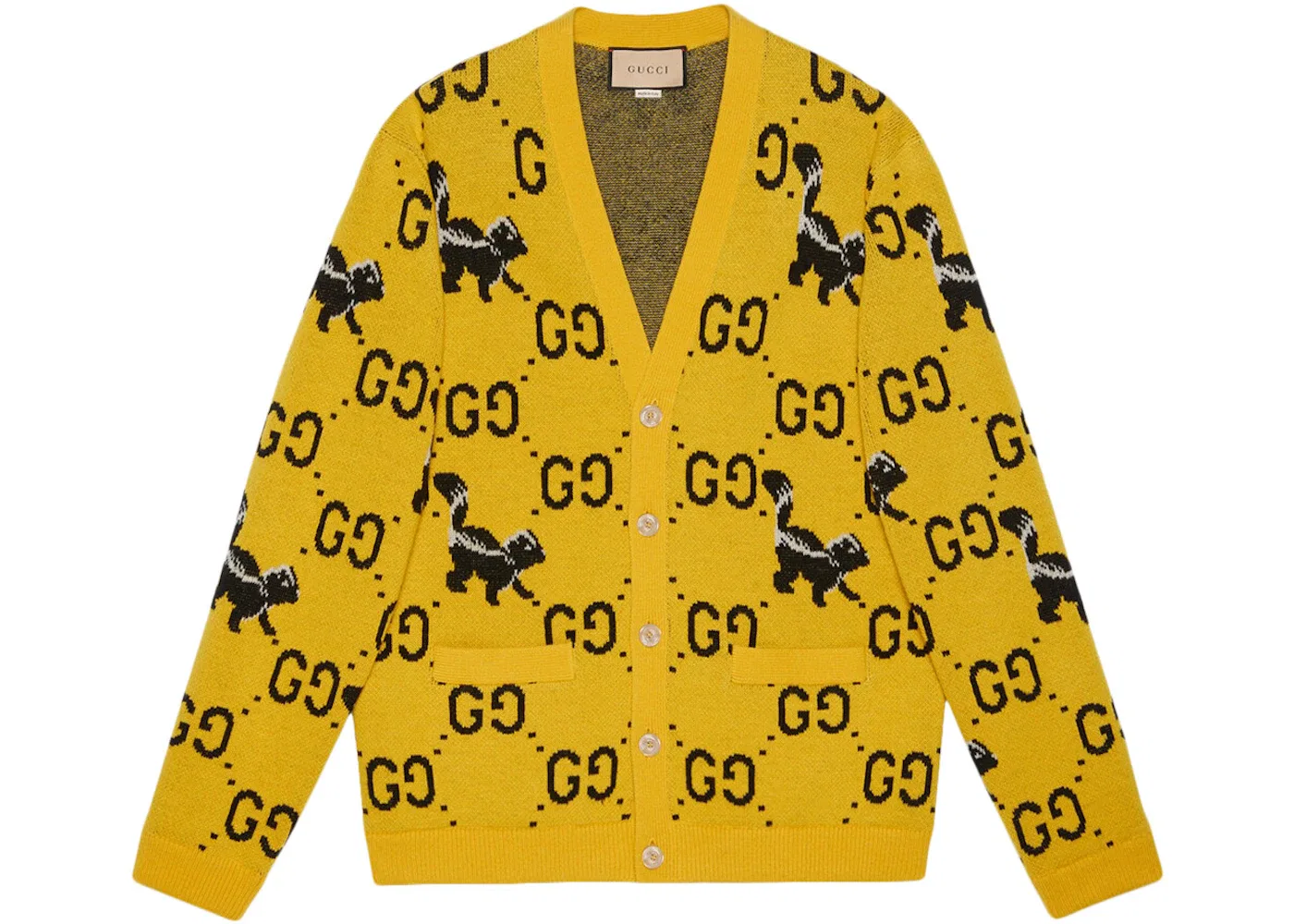 Мужской кардиган с принтом GG And Skunk Gucci, Yellow/Black