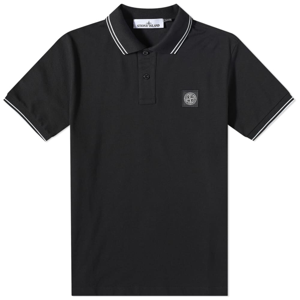 

Футболка Stone Island Patch Polo, Черный, Футболка Stone Island Patch Polo