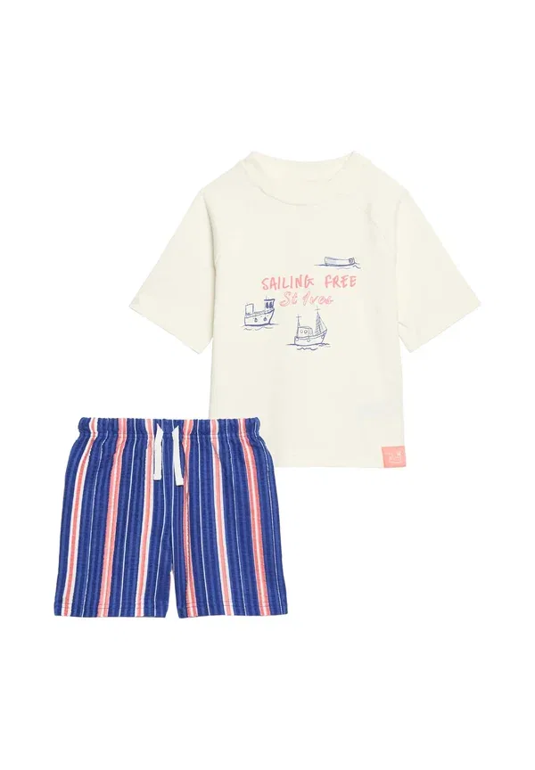 Пижамный комплект с принтом Sailing graphic set Marks & Spencer, mid blue, синий