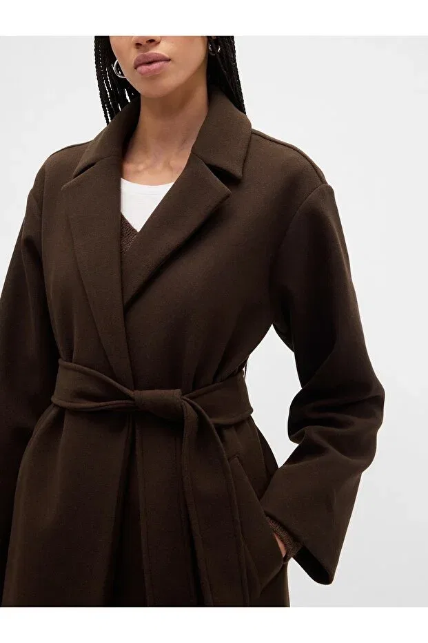 Женское пальто из шерсти свободного кроя Gap, Brown-000 — фото 3