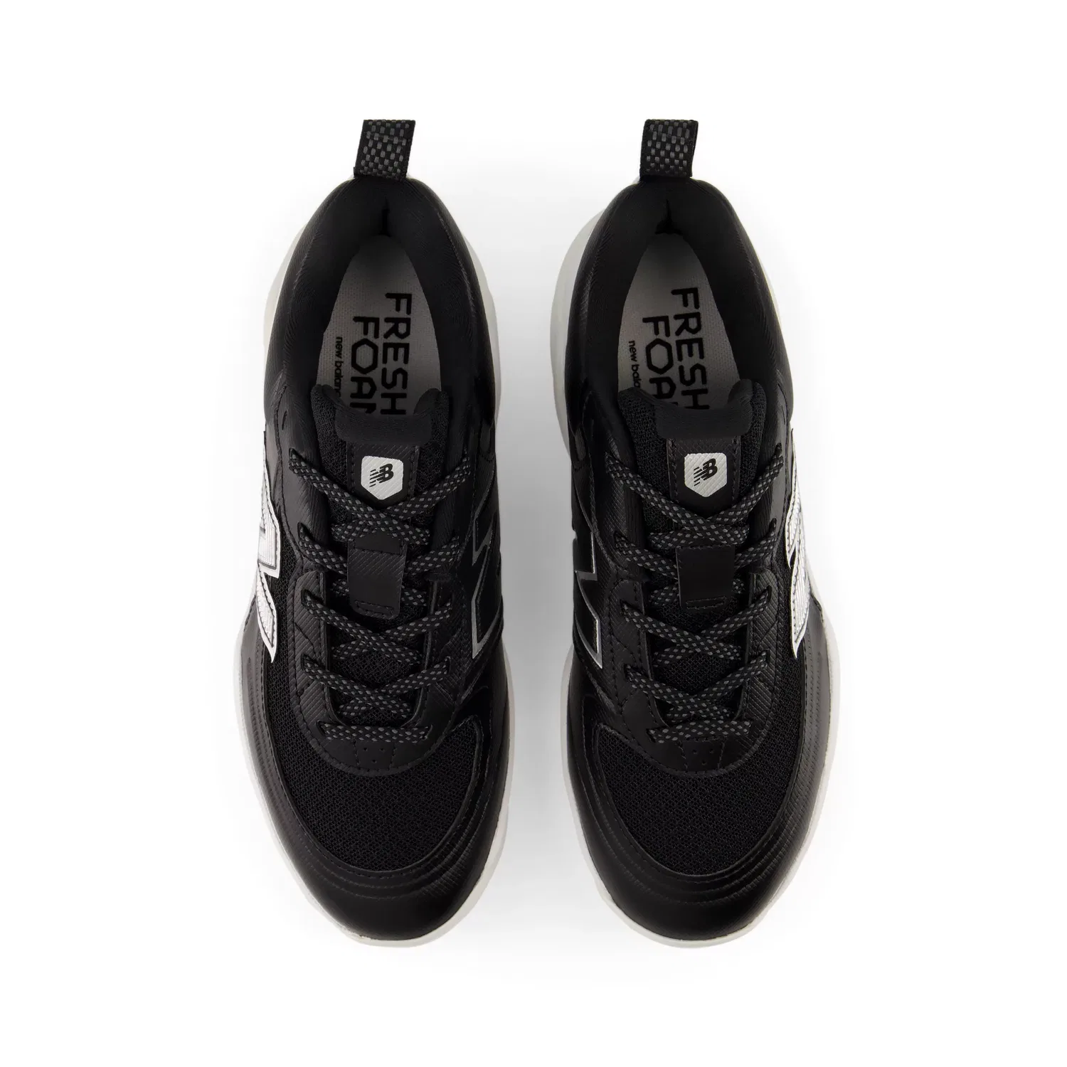 Детские бутсы для софтбола с сетчатым верхом Velo v5 Youth New Balance, Black With Metallic Silver — фото 4