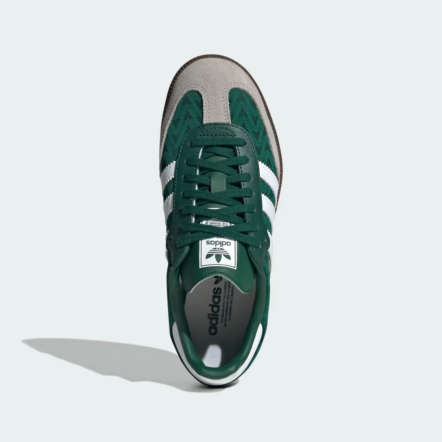 Детские кроссовки из натуральной кожи Samba OG Adidas Originals, темно-зеленый/белый/коричневый — фото 2