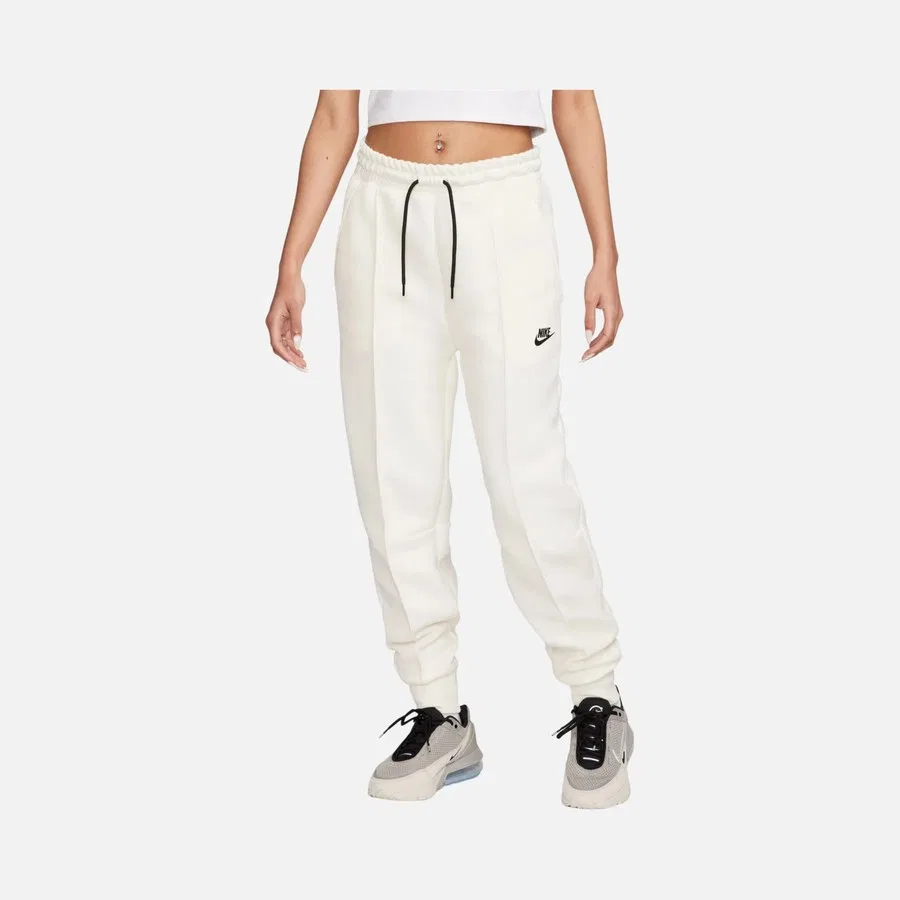 Женские спортивные брюки из футера с технологией Tech Fleece, средней посадки, модель Mid-Rise, Nike, Белый