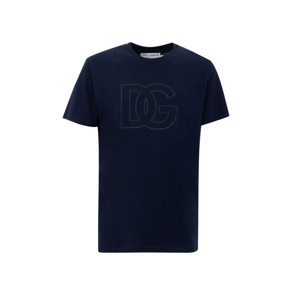 

Синяя хлопковая футболка Dolce & Gabbana, синий