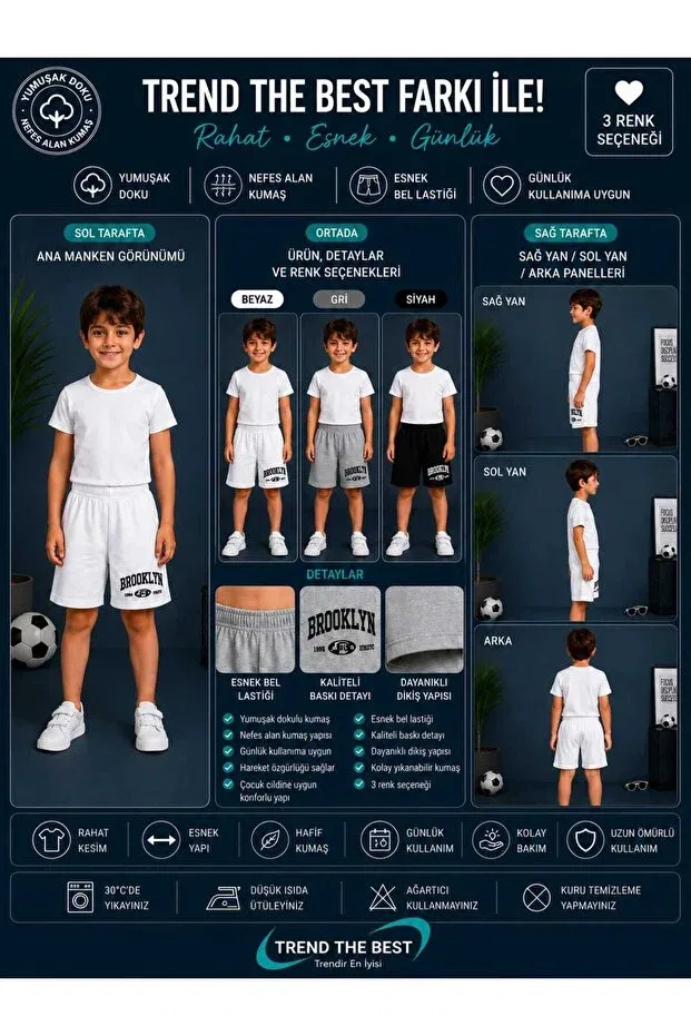 Детские шорты для девочек с принтом Summer Brooklyn 1994 Crown Trend The Best Trendin En Iyisi, Multicolor — фото 3