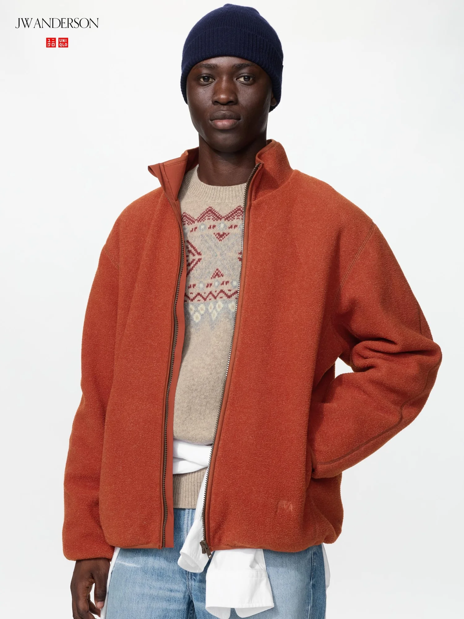 Флисовая куртка Uniqlo x JW Anderson Windproof, 26 оранжевый — фото 2