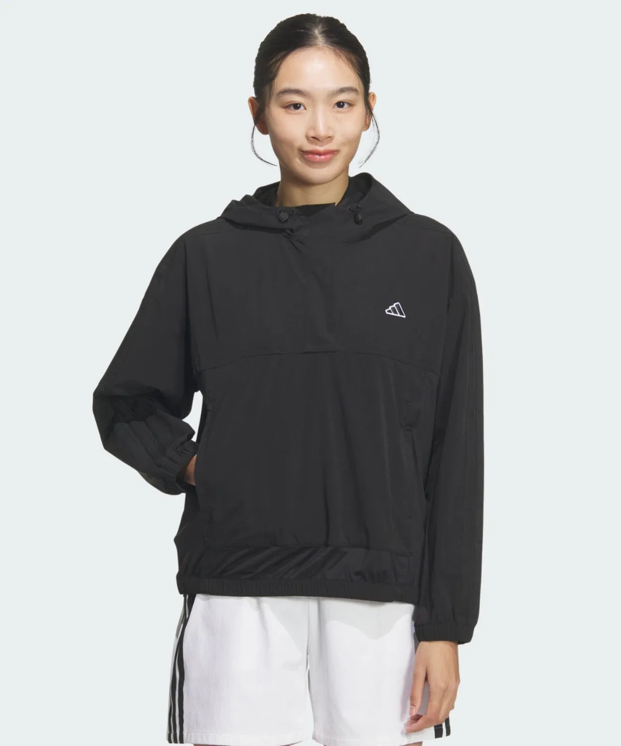 Женский анорак с капюшоном, свободный крой, Adidas, Black