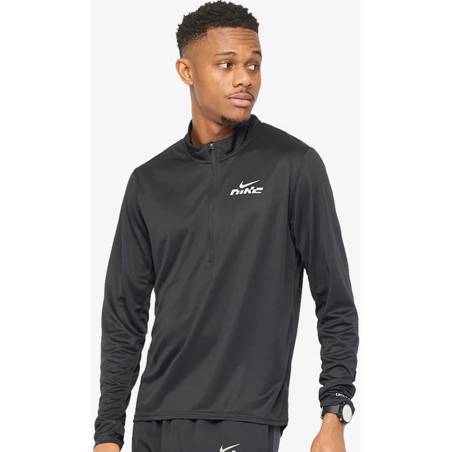 Спортивная куртка с длинным рукавом и полузамком Dri-Fit Pacer Flash Hz Nike, Антрацитовый — фото 2