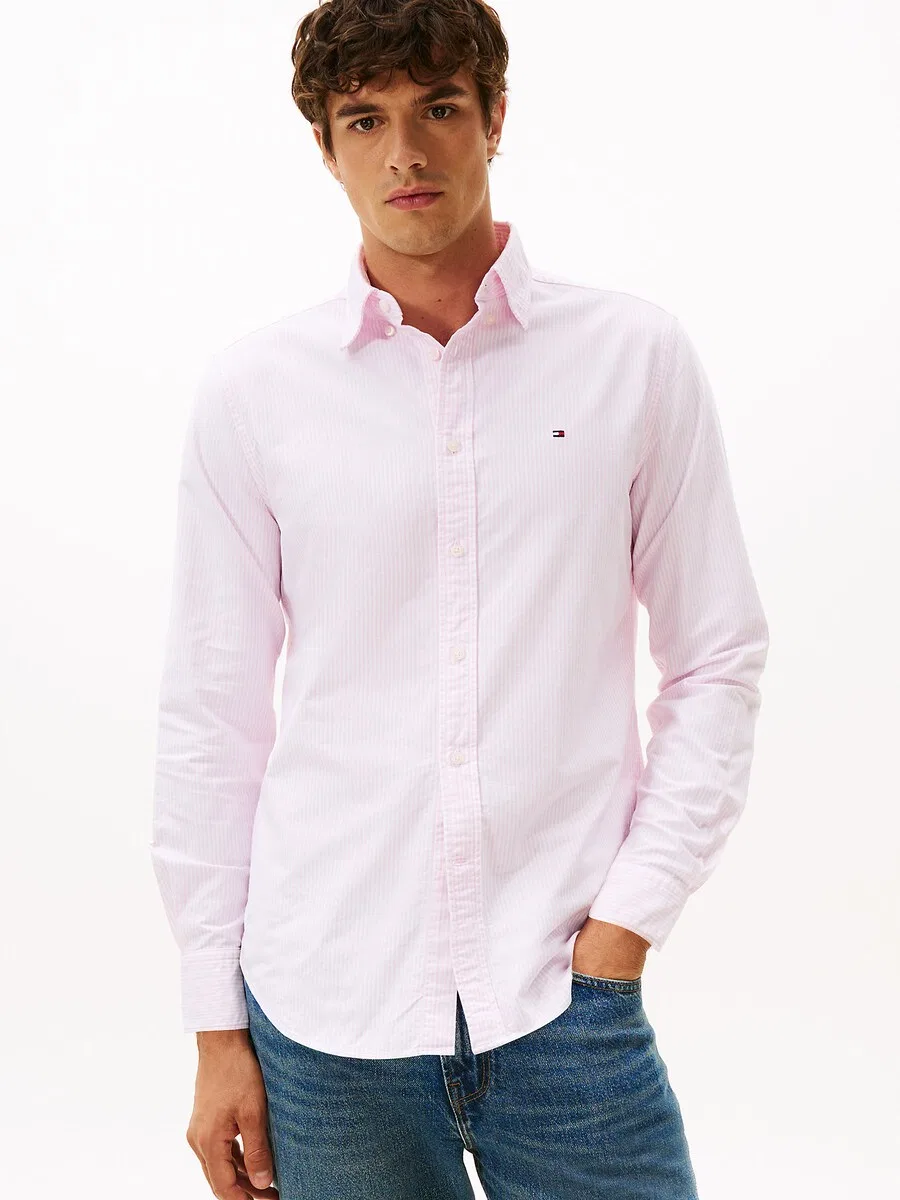 Рубашка TOMMY HILFIGER Regular fit Button Up Shirt 'Regular Fit Stripe' пастельно-розового цвета — фото 2