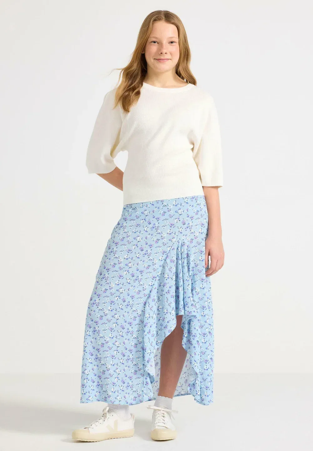 Длинная юбка с оборками Lindex, Light Blue