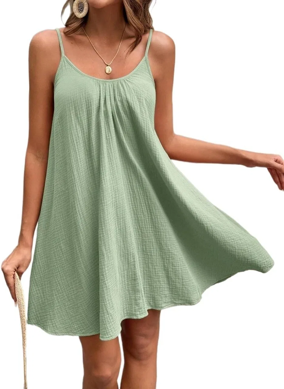 Женское повседневное платье на бретельках с запахом, Mint Green