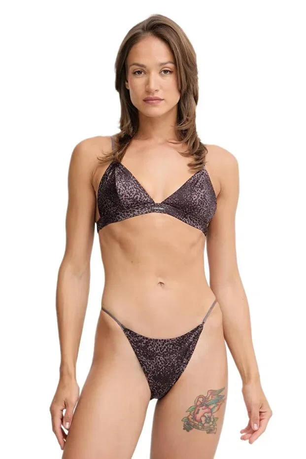Женский бюстгальтер-бралетт из сатина Calvin Klein, Brown — фото 2
