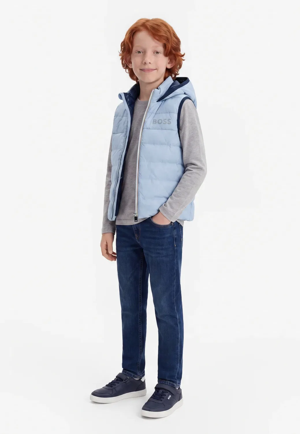 Двусторонний жилет для детей и подростков Boss Kidswear, Pale Blue