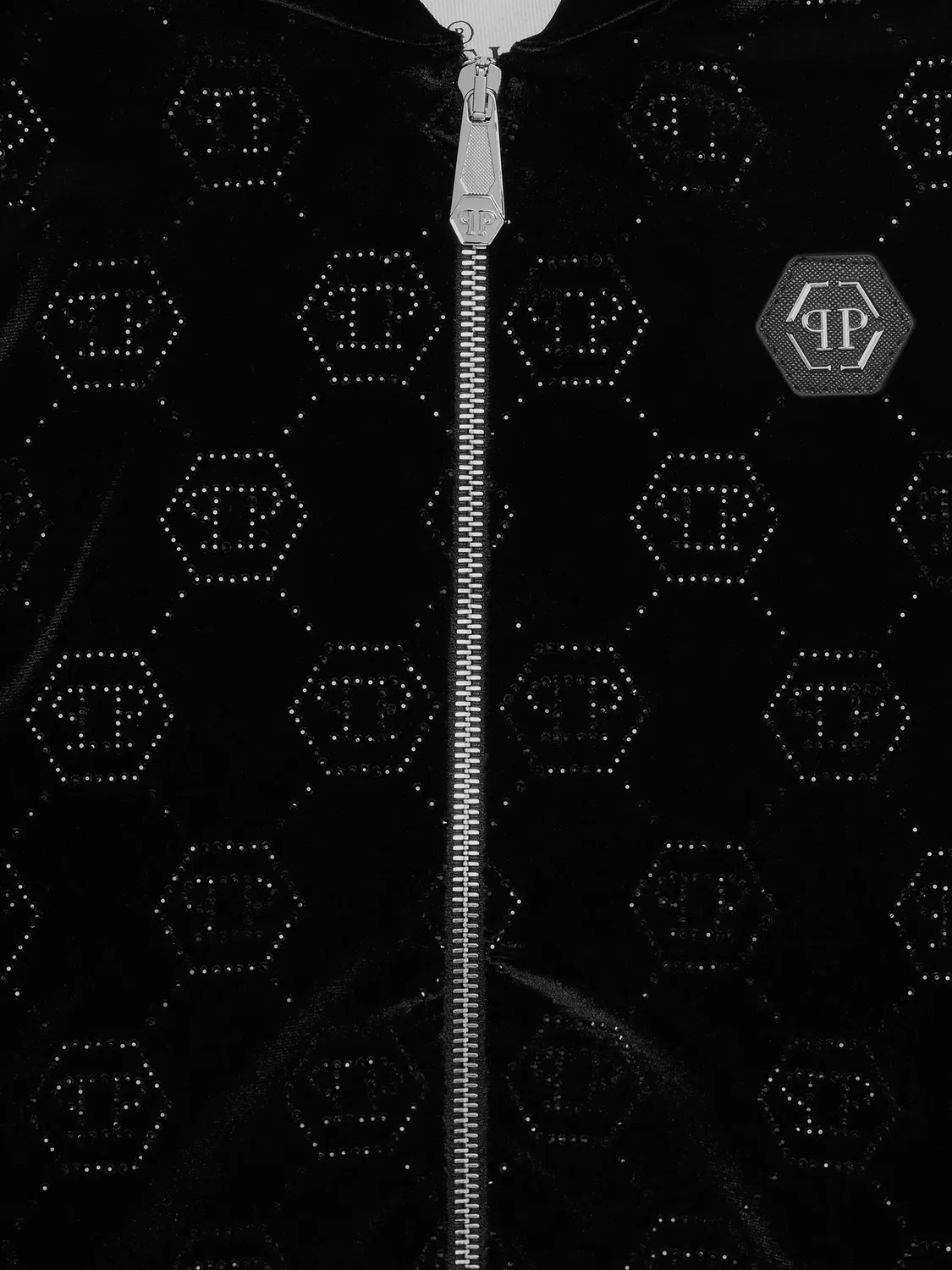 Детская толстовка на молнии, черная Philipp Plein, черный — фото 2