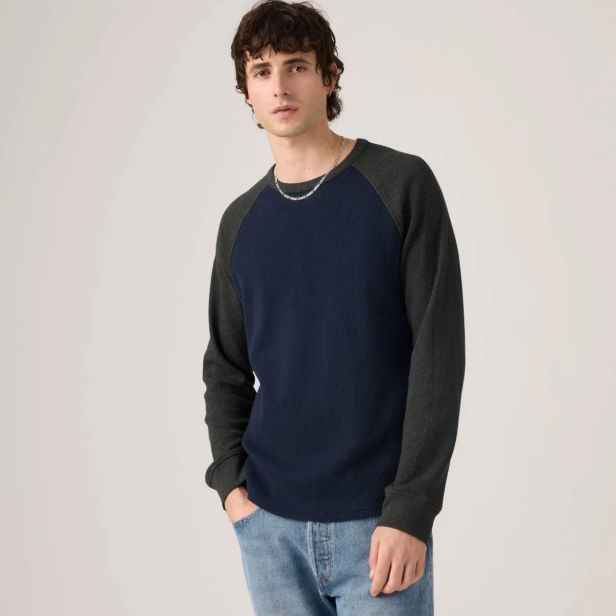 Термофутболка с длинными рукавами и рукавами реглан Levi's, Raglan Block Obscidian Heather - Multi-Color