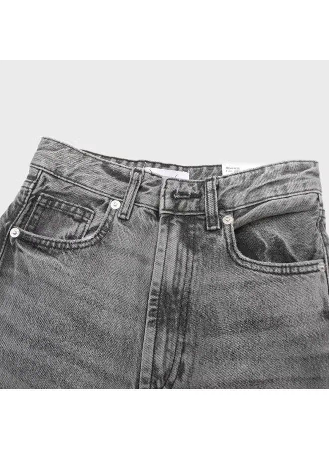 Джинсы классические с потертостями Zara, серебристо-серый — фото 4