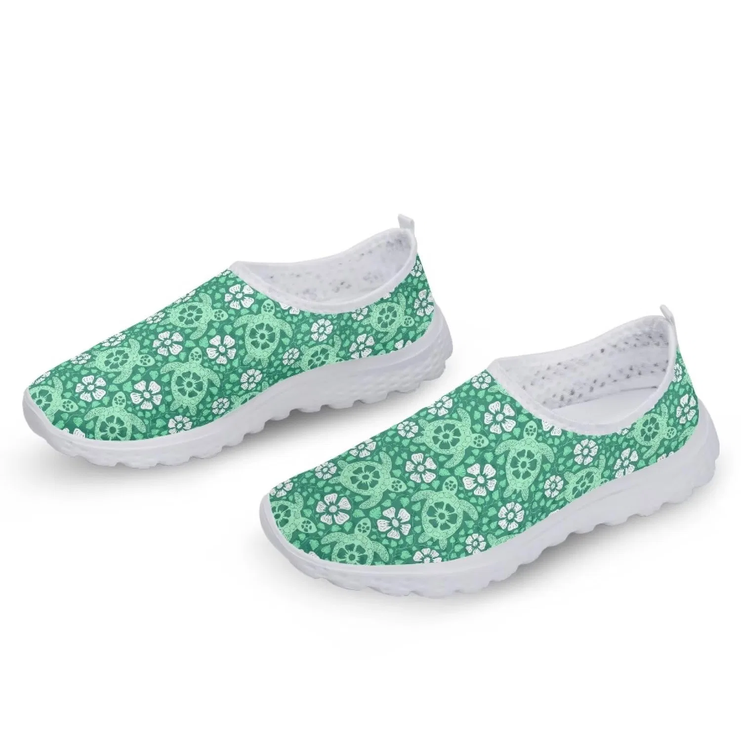 Детские кроссовки для девочек с принтом Black Cow Spots Womens Giraffe 3D Painting Sport Trainers Abstract Wild Horse Trainers, Tartarughe Marine Margherite Batik Garronmavis — фото 4
