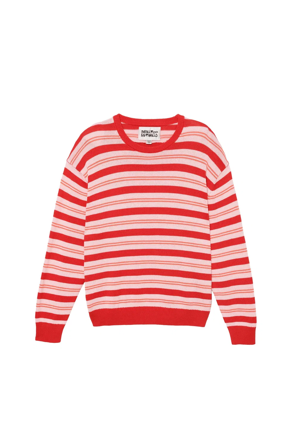 Полосатый джемпер из хлопка и льна ZARA, Reds — фото 3